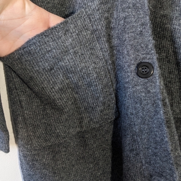 Zara Alpaca Blend Gray Cardigan Knit Sweater Belt Tie Slit Soft Cozy Size S - Picture 7 of 16